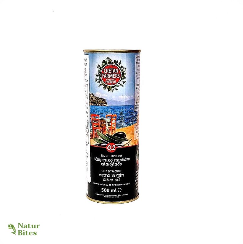 Extra panenský olivový olej, prémiový 500 ml, plech Cretan Farmers
