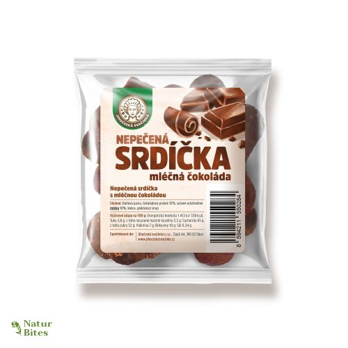 RAW ovocná srdíčka Mléčná čokoláda 50 g, Jihočeská svačinka