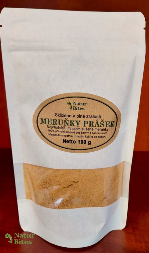 Meruňky lyofilizované-prášek (sušené mrazem) 100 g, NaturBites Meruňky lyofilizované-prášek (sušené mrazem) 100 g, NaturBites