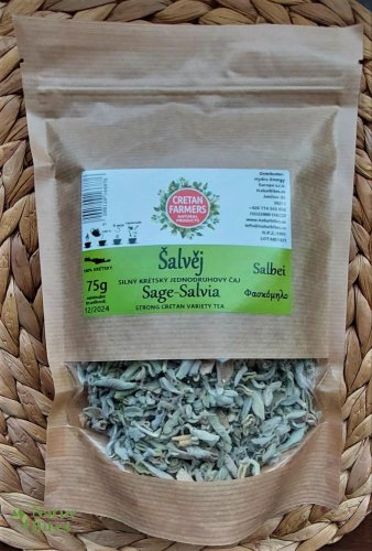 CRETAN FARMERS Silný krétský jednodruhový čaj Šalvěj doypack 75 g