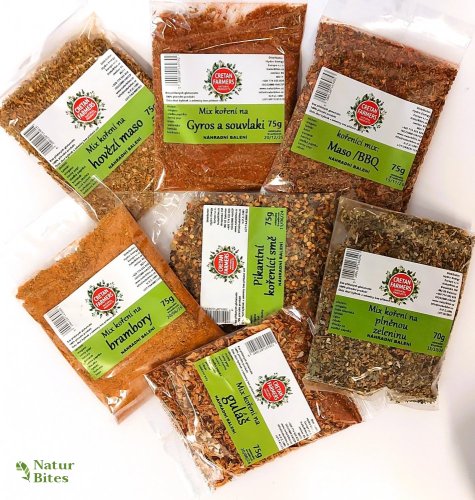 Výhodná sada kořenících směsí bez soli "Červená masa-ECO" 7x75 g, Cretan Farmers