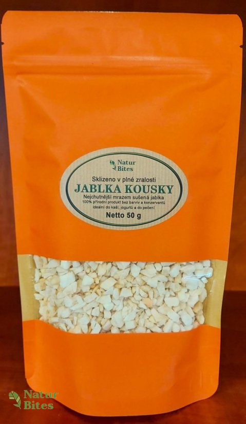 Jablka lyofilizovaná-kousky (sušená mrazem) 50 g. NaturBites