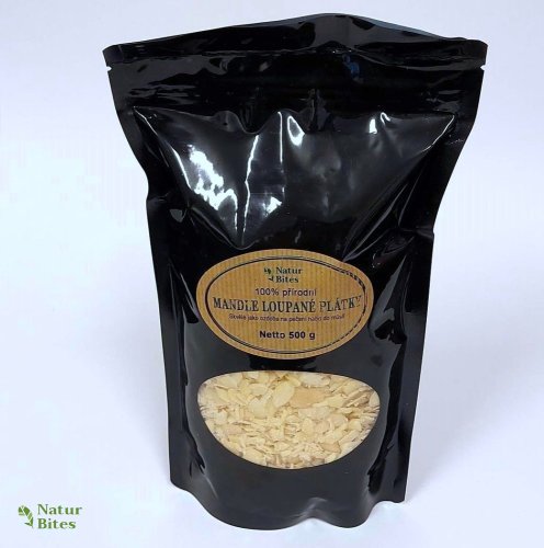 Mandle natural, loupané-plátky 500 g, NaturBites