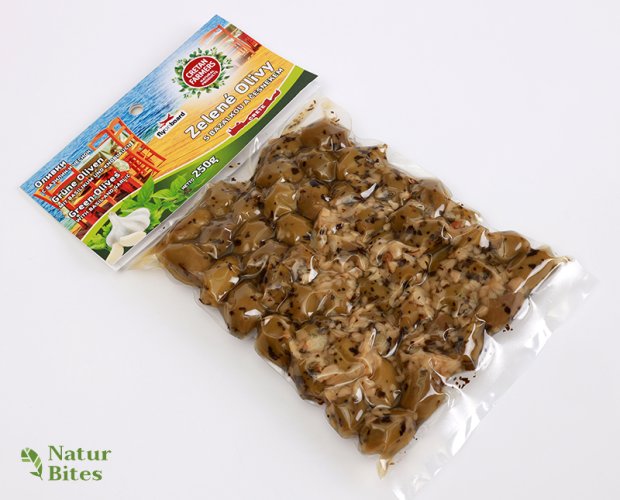 CRETAN FARMERS Olivy řecké zelené Bazalka a Česnek 250 g