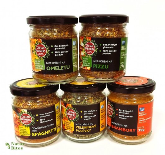 Výhodná sada kořenících směsí bez soli "Bez masa" 5x75 g, Cretan Farmers