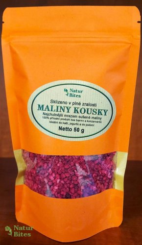 Maliny lyofilizované-kousky (sušené mrazem) 50 g, NaturBites