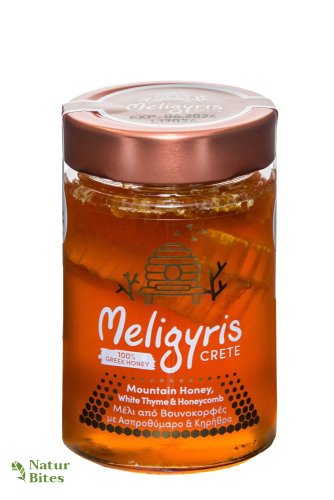 Řecký horský med "Bílý tymián s pláství", květový 270 g, MELIGYRIS