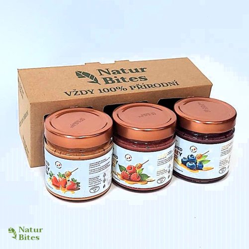 Dárková sada ochucených medů "Les a Zahrada", 3x 280 g