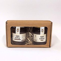 Dárková krabička na 2 medy v balení 500 g, kraft s okénkem