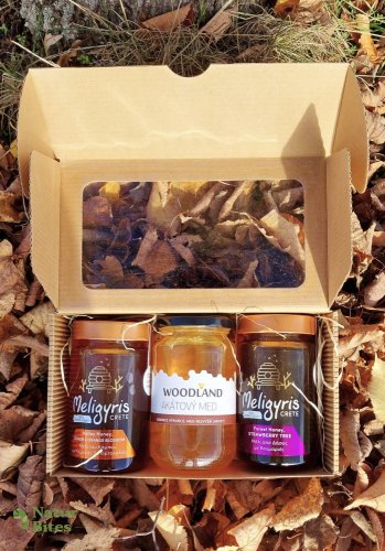 Dárková sada lehkých medů "Akát, Pomeranč a Kumaria", 1400 g