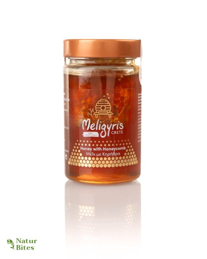 Řecký med horský "Surový s pláství", květový 450 g, Meligyris