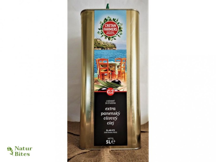 CRETAN FARMERS Extra panenský prémiový olivový olej EVOO Plechová dóza 5 l