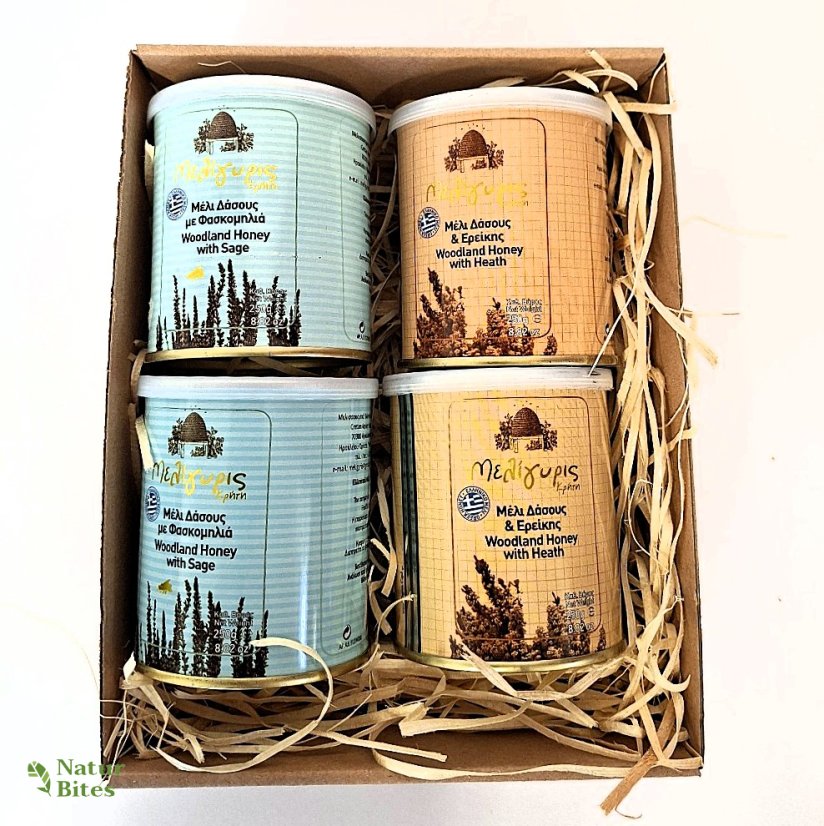 Dárková sada řeckých surových medů, 4x 250g, MELIGYRIS
