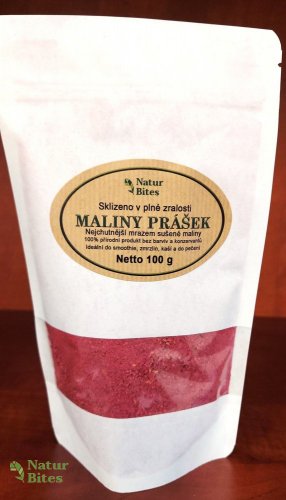 Maliny lyofilizované-prášek (sušené mrazem) 100 g, NaturBites