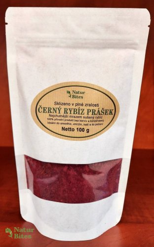 Černý rybíz lyofilizovaný prášek XXL 1000 g, NaturBites