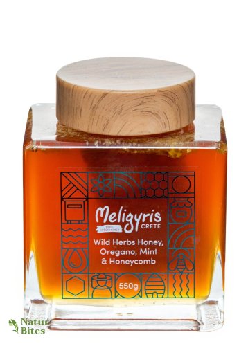 Řecký horský med "Oregáno+Máta s pláství"-exclusive 550 g, Meligyris