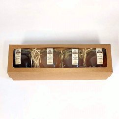 Dárková krabička na 4 medy v balení 250 g, kraft s okénkem