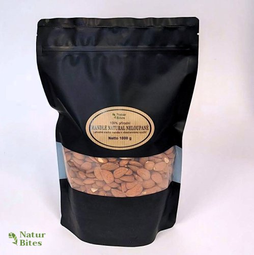Mandle natural neloupané 1000 g, Naturbites