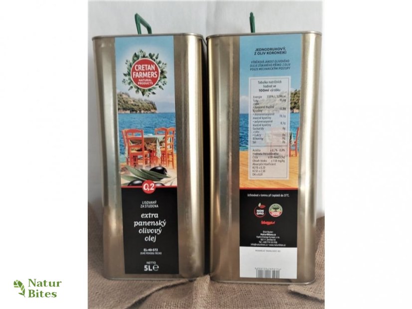 CRETAN FARMERS Extra panenský prémiový olivový olej EVOO Plechová dóza 5 l