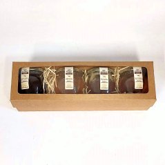 Dárková krabička na 4 medy v balení 250 g, kraft s okénkem