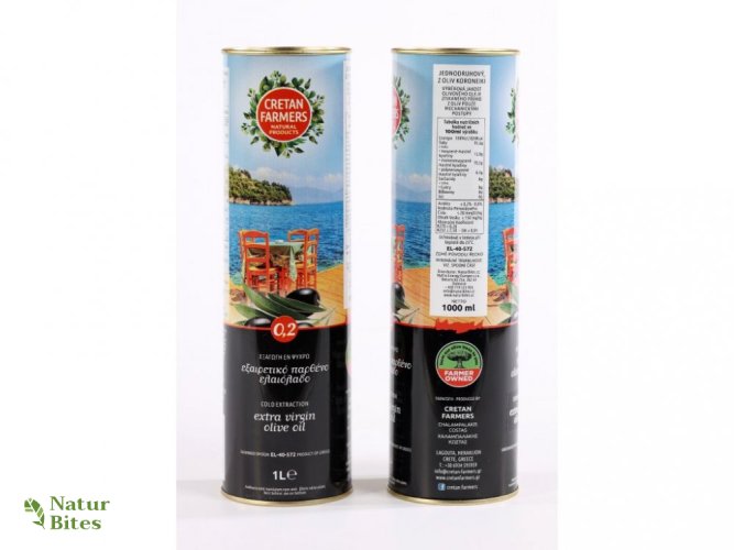 Extra panenský olivový olej, prémiový 1000 ml, plech Cretan Farmers