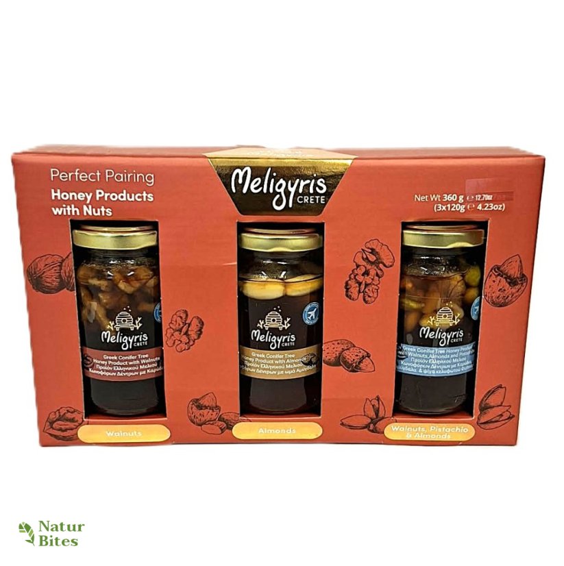 Medová dárková sada "Ořechy v medu" 3 x 120 g, Meligyris