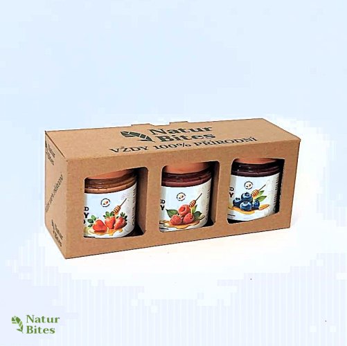 Dárková sada ochucených medů "Les a Zahrada", 3x 280 g