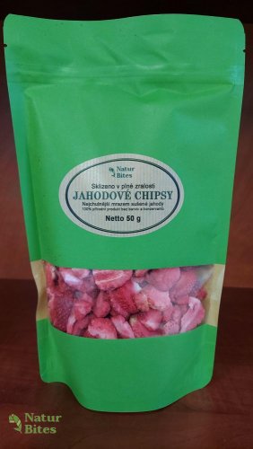 Jahody plátky(chipsy)lyofilizované (sušené mrazem) 50 g, NaturBites