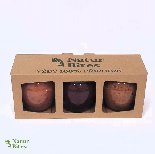 Dárková krabička na 3 medy v balení 250 g, kraft s okénky